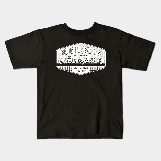 Deerfest Bright Falls Crest Kids T-Shirt by Lagelantee